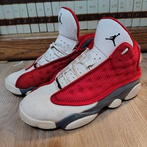 Red and White Jordan 13 Basketball Shoes Size 3Y